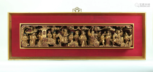 Chinese Gold Lacquer on Wood Parade Panel