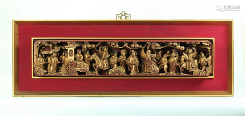 Chinese Gold Lacquer on Wood Parade Panel