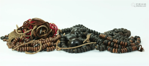 3 Bags Chinese Buddhist Wood Beads & Cords