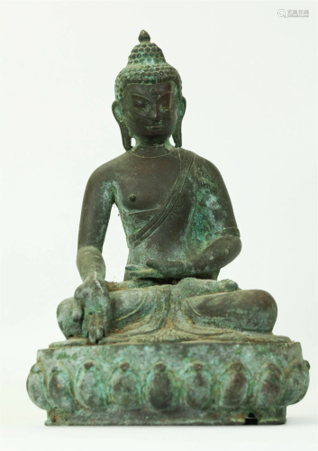 Tibetan Cast Bronze Seated Buddha; Open Throne