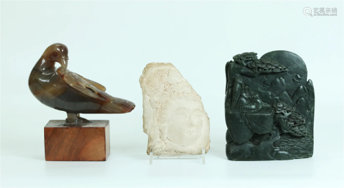 3 Chinese Hard Stone Carvings