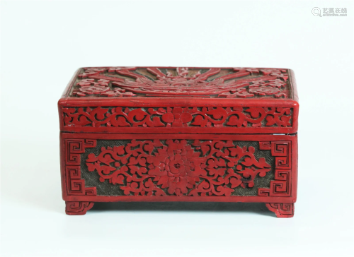 Chinese Qing Cinnabar Lacquer Covered Box