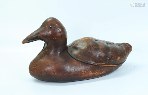 Dimitri Omersa Leather Duck Decoy Door Stop 1950's