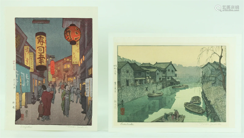 2 Toshi Yoshida Woodblock Prints; 1 Certificate