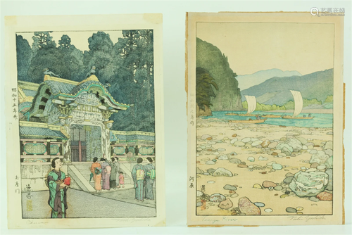 2 Toshi Yoshida Woodblock Prints Pencil Signed