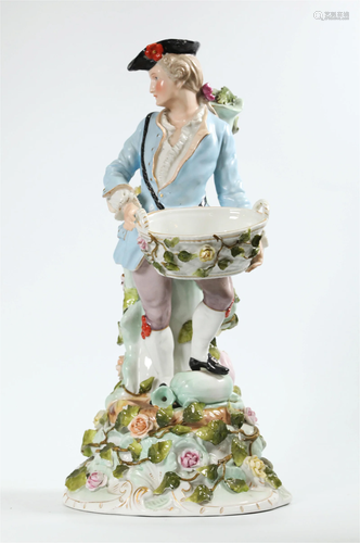 European 19th C Enameled Porcelain Farmer