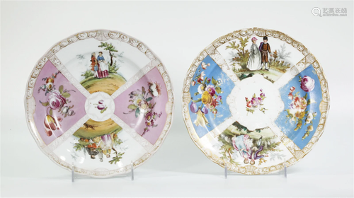 Near Pr German Porcelain Plates Cancelled Meissen