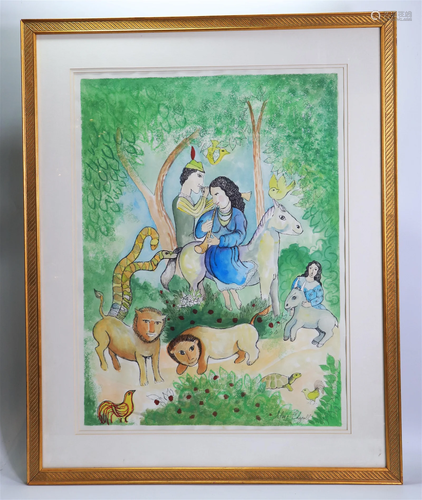 After Marc Chagall Color Print; Peaceable Kingdom