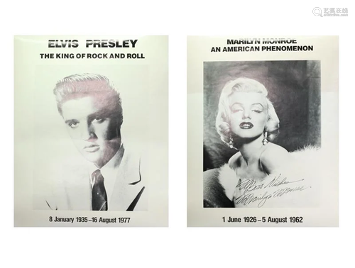 Elvis Presley Marilyn Monroe 2 Litho Obit Posters