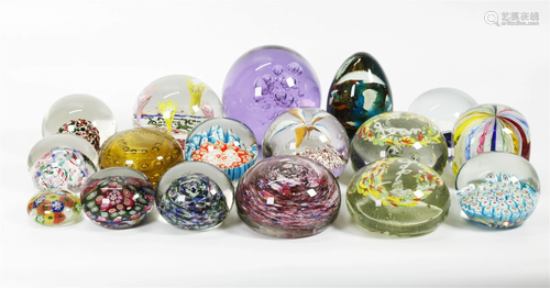 17 Vintage Blown Glass Paper Weights