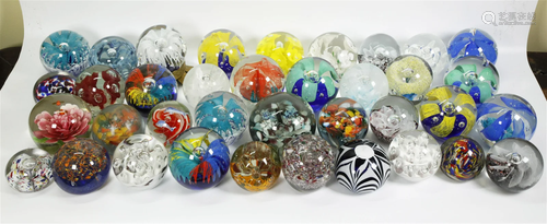 37 Blown Glass Paper Weights 20th C