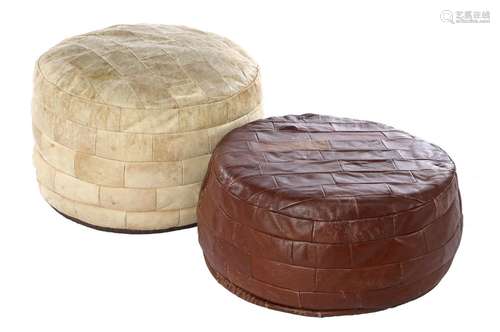 2 patchwork poufs