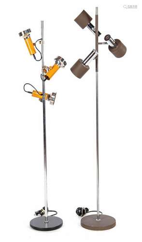 Two 3-light floor lamps