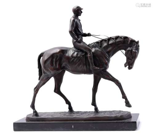Bronze statue of a jockey