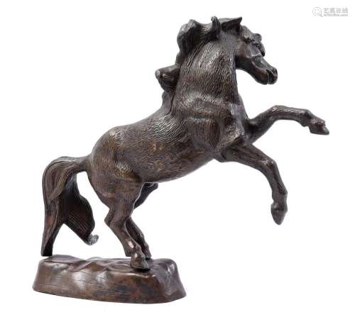 Bronze statue of a rearing horse