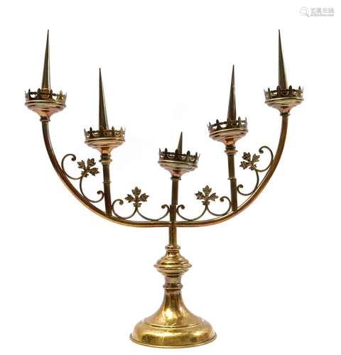 5-armed copper church candlestick