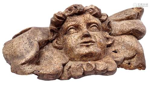 Walnut decorated angel head