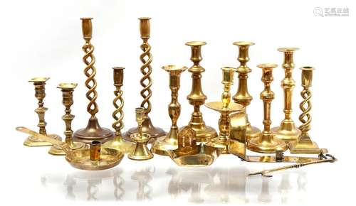 15 various copper candlesticks