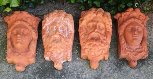 4 classic terracotta wall flower hangers