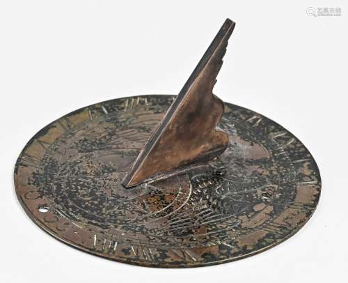 Rare 17th century English sundial Ø 16.7 cm.