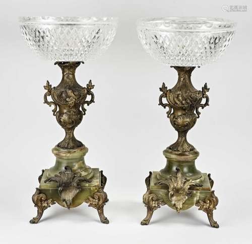 Two antique French onyx coupes, 1900