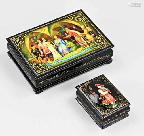 Two Russian lacquer boxes