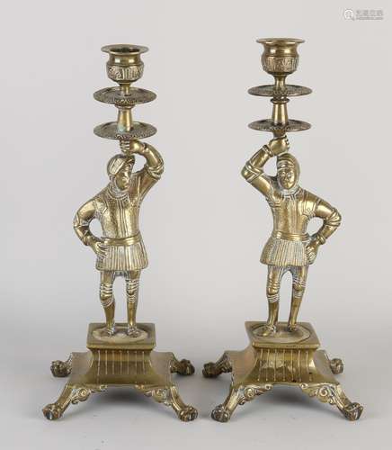 Two antique candlesticks, 1890