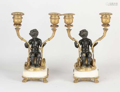 Two antique French candlesticks