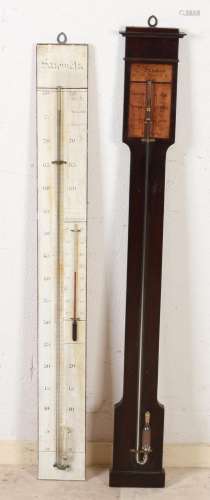 Two antique stick barometers