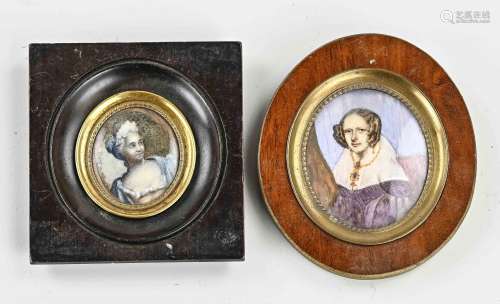 Two miniature paintings, Woman's portrait