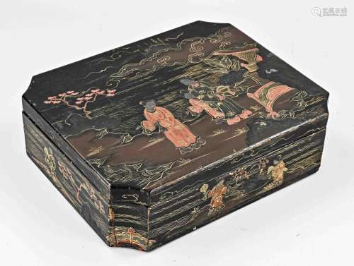 Antique Japanese lacquer box with lid, 1900
