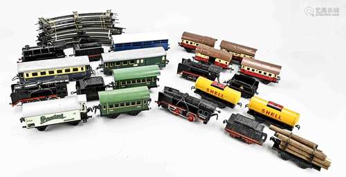 Lot of tin train toys