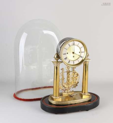 Antique Viennese bridal bell under glass bell jar, 1820