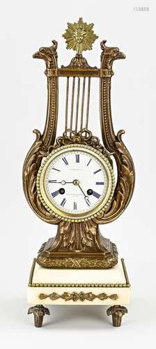 French lyra mantel clock, 1880