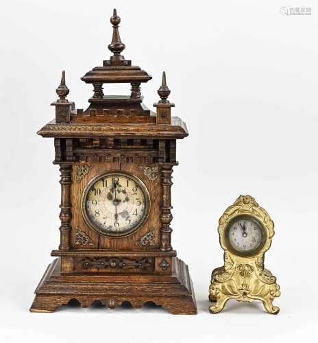 Two antique clocks, 1900