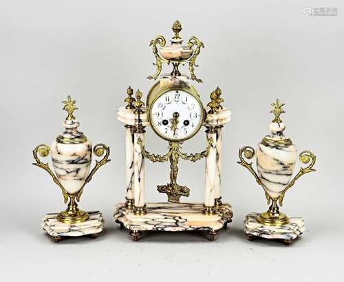 Antique French mantel clock set, 1890