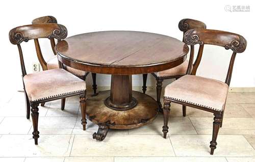 Dining table + 4 chairs (mahogany)