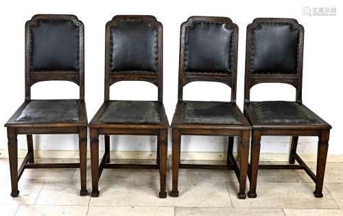 Four antique oak chairs, 1910