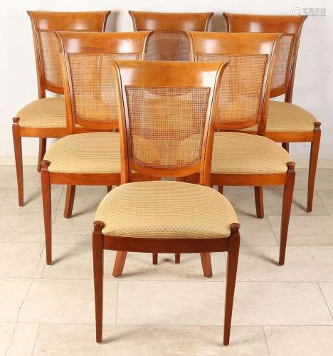 Six cherry wood dining chairs
