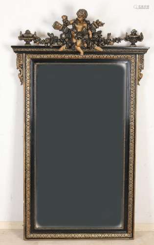 Large antique mirror, H 158 x W 90 cm.