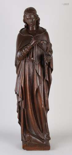 Wooden holy figure, H 64 cm.