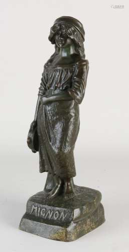 Antique bronze figure, Woman with tambourine