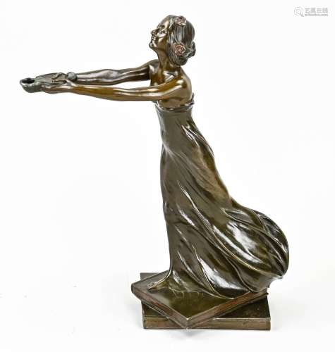 Antique bronze Jugendstil figure, H 25.5 cm.