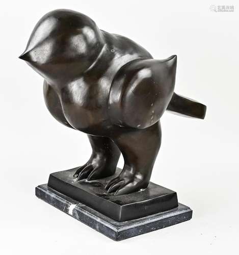 Modern bronze bird on marble base