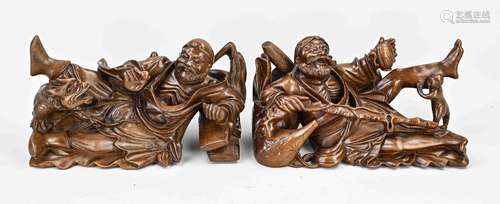 Two Chinese wooden figures