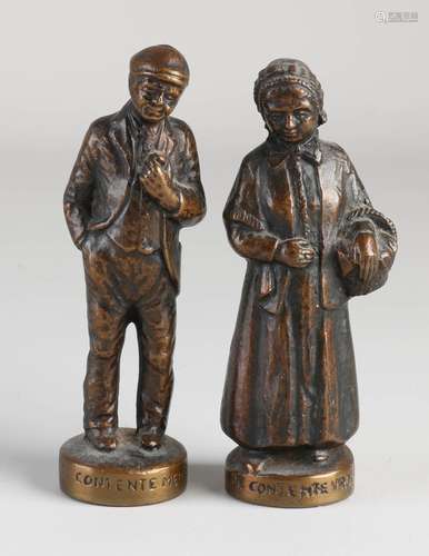 Two antique bronze figures