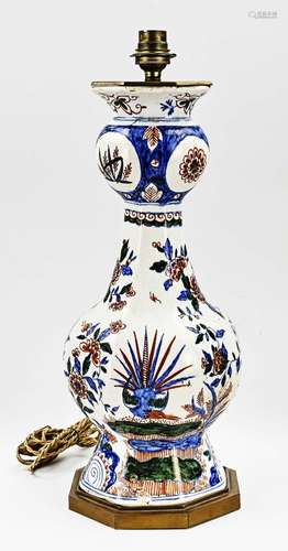 Antique Delft lamp base, H 42.5 cm.