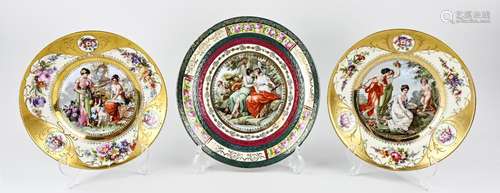 Three antique French plates, 1900