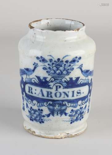 18th century Delft apothecary jar