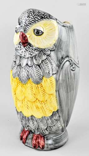 Majolica umbrella stand / vase in the shape of an owl